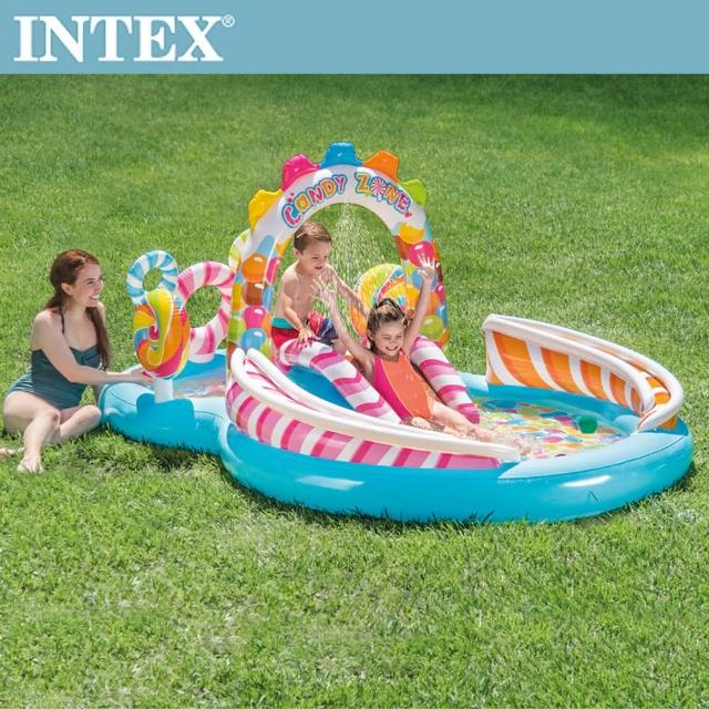 【INTEX】糖果屋戲水游泳池滑水道295x191x130cm_374L 適用3歲+(57149)