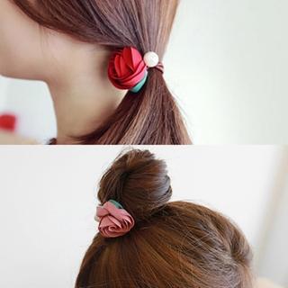 【梨花HaNA】韓國手工緞帶玫瑰花園珍珠捲捲髮圈