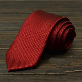 【拉福】斜紋領帶8cm寬版領帶手打領帶(暗紅)
