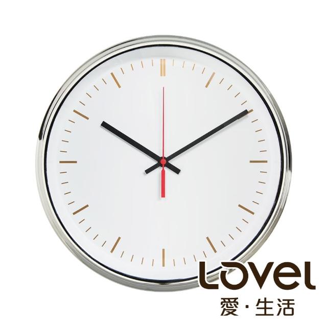 【LOVEL】31cm工業極簡鐵框魚眼鏡面靜音時鐘-白(M725L-WH)