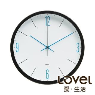 【LOVEL】25cm潔淨藍白膠框靜音時鐘-黑(P2501BL-B)