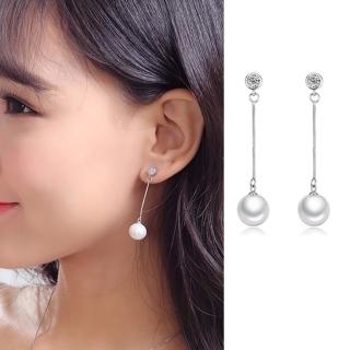 【Emi 艾迷】韓系氣質溫潤點鑽珍珠流線 925銀針 耳環