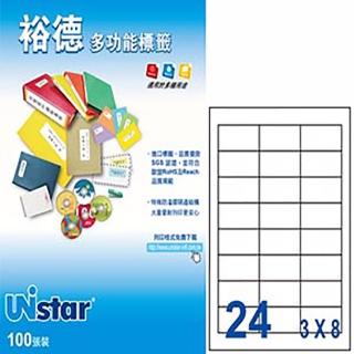 【Unistar 裕德】3合1電腦標籤 US4670(24格 100張/盒)