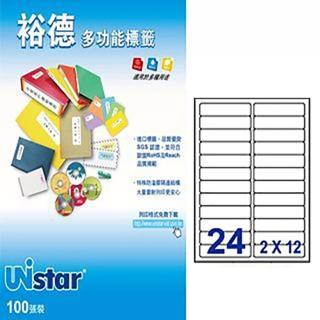 【Unistar 裕德】3合1電腦標籤 UH2184(24格 100張/盒)