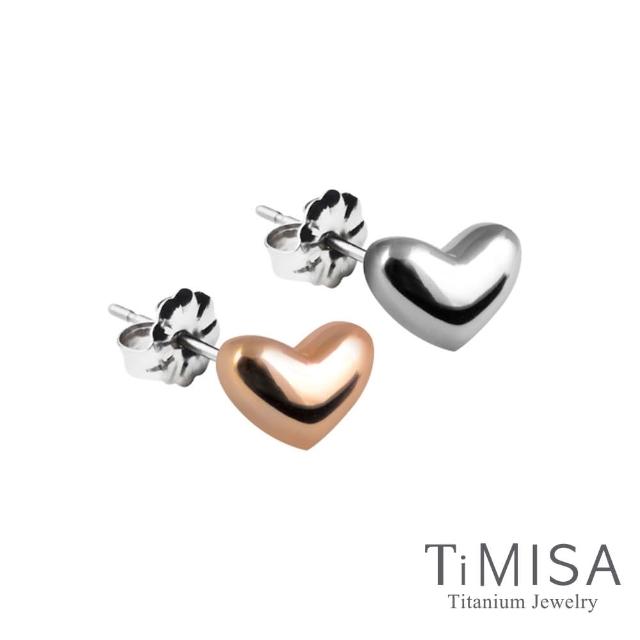 【TiMISA】鈦真心 純鈦耳環 單隻(雙色可選)