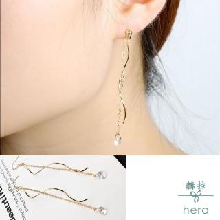 【HERA 赫拉】ll現貨ll925銀針S型長波浪鋯石耳環(飾品)