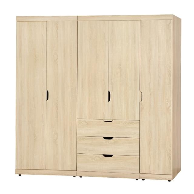 【AS雅司設計】卡爾6.6尺原切橡木組合衣櫃-200x57x194cm