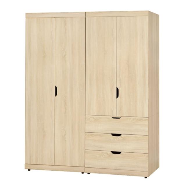 【AS雅司設計】卡爾5.3尺原切橡木組合衣櫃-160x57x194cm
