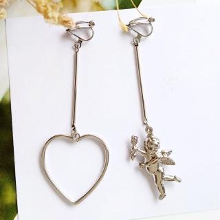 【Angel】邱比特銀樣工藝風格夾式針式耳環(6款可選)