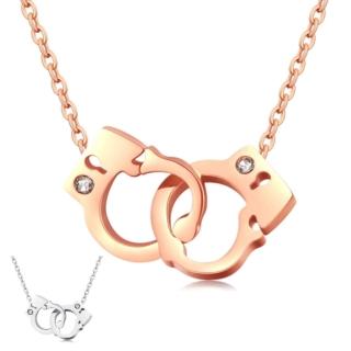 【I.Dear Jewelry】銬心-西德鋼-造型手銬晶鑽鈦鋼項鍊(2色)
