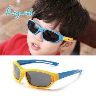 【MEGASOL】中性兒童男孩女孩UV400抗紫外線偏光兒童太陽眼鏡(騎行運動矩方框款KD864-三色可選)