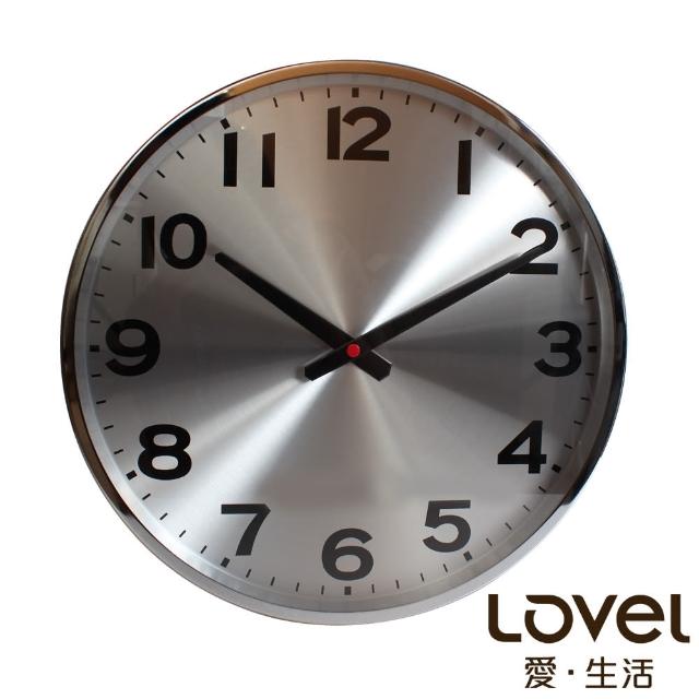 【LOVEL】38cm 工業風鋁框靜音時鐘-銀色時光(M726)