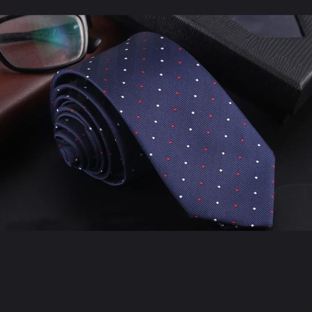 【拉福】領帶中窄版領帶6cm領帶拉鍊領帶(紅白點)