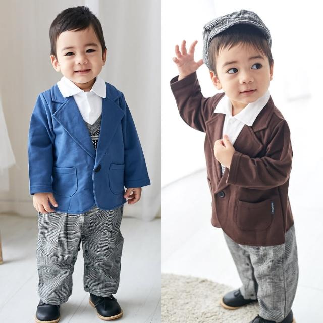 【Baby童衣】假四件紳士造型連身衣+帽子 82048(共2色)