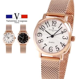 【Valentino Coupeau】典雅玫瑰金數字米蘭網狀帶女錶(范倫鐵諾 古柏 VCC)