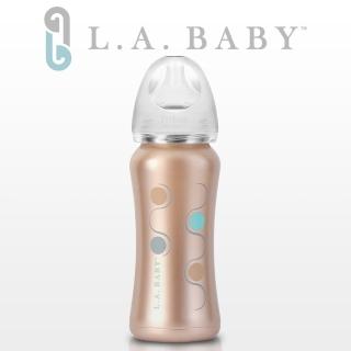 【美國L.A. Baby】超輕量醫療級316不鏽鋼保溫奶瓶 9oz(香檳金)