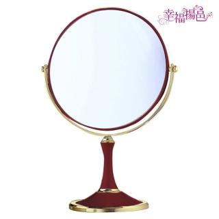 【幸福揚邑】8吋超大歐式時尚梳妝美容化妝放大雙面桌鏡(圓鏡-酒紅)