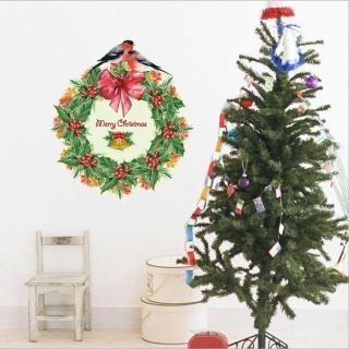 【半島良品】聖誕款DIY無痕壁貼/牆貼-SK66003_聖誕花環(聖誕 結慶 樹 聖誕老人 麋鹿)