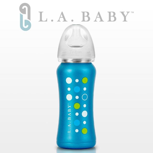 【美國L.A. Baby】超輕量醫療級316不鏽鋼保溫奶瓶 9oz(極光藍)