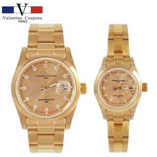 【Valentino Coupeau】范倫鐵諾 古柏 全金晶鑽不鏽鋼殼帶防水手錶(兩款)