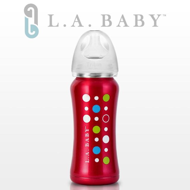 【美國L.A. Baby】超輕量醫療級316不鏽鋼保溫奶瓶 9oz(玫瑰紅)