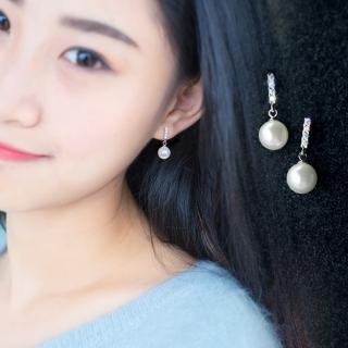 【Emi 艾迷】美好晨光優雅鋯石珍珠 925銀針 耳環
