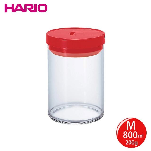 【HARIO】咖啡保鮮玻璃罐-紅M(MCN-200R)