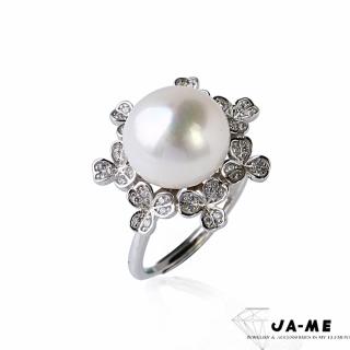 【JA-ME】925純銀天然珍珠10-11mm幸運草戒指 3色任選