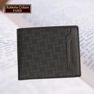 【Roberta Colum】諾貝達專櫃皮夾 牛皮配乳膠短夾 短版皮夾(28901-黑色)