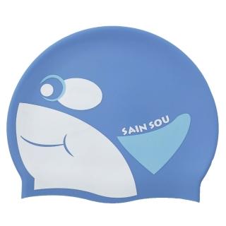 【聖手牌】虎鯨造型矽膠泳帽(水藍)