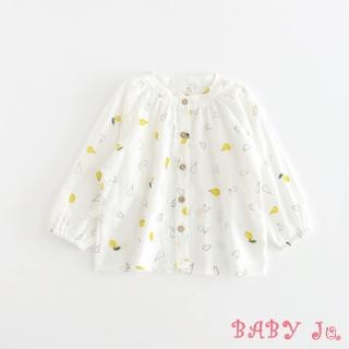 【BABY Ju 寶貝啾】清新水果印花圓領長袖襯衫(白色)