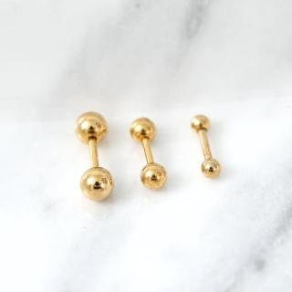 【玖飾時尚】金色雙頭圓珠鋼製耳針耳環(耳環)