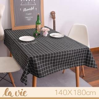 【La Vie】zakka 現代簡約黑色格子餐桌布(140X180cm)