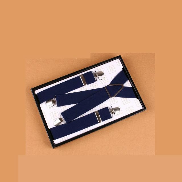 【拉福】吊帶X夾紳士吊帶附紙盒(深藍接近黑色)