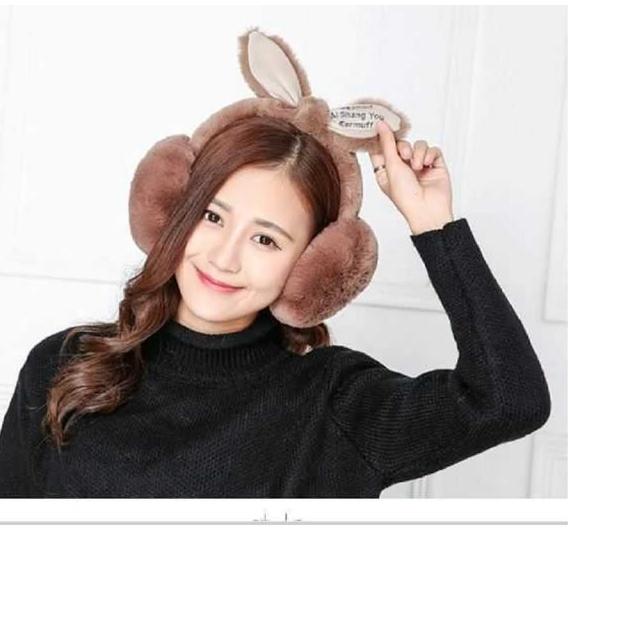 【zidood】韓風 絨毛兔耳朵耳罩-棕色(雜誌款 保暖耳罩 聖誕裝扮禮物)