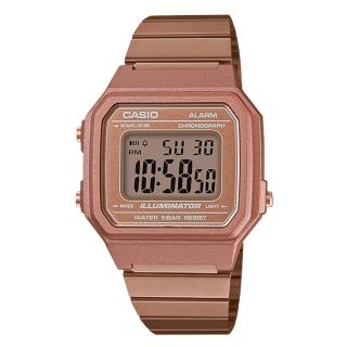 【CASIO 卡西歐】電子錶 女錶 中性錶 不鏽鋼錶帶 玫瑰金 防水 全自動日曆(B650WC-5A)