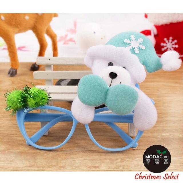 【摩達客】聖誕派對造型眼鏡(藍色白熊)