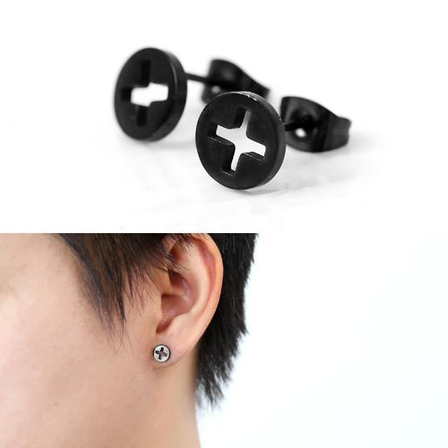 【玖飾時尚】鏤空螺絲頭鋼製耳針耳環(耳環)