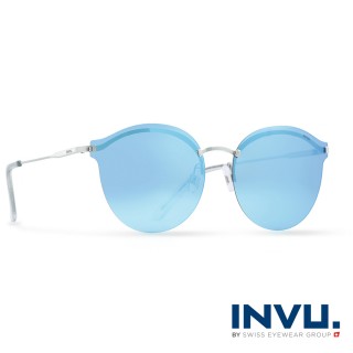 【INVU瑞士】來自瑞士濾藍光偏光金屬水銀太陽眼鏡(銀 T1801C)