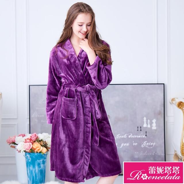 【蕾妮塔塔】極暖柔軟水貂絨 女性長袖睡袍(29242葡萄紫)