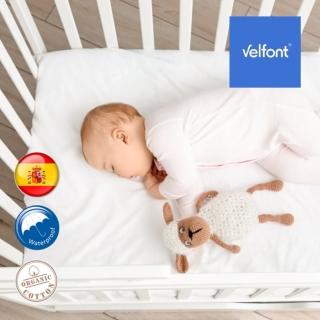 【西班牙Velfont】有機棉嬰兒床防水2合1保潔墊床包(70X140公分 白色)