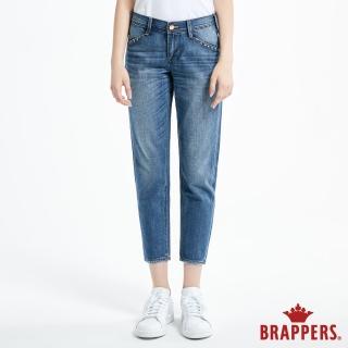 【BRAPPERS】女款 Boy friend 系列-褲口英文刺繡八分褲(水洗藍)