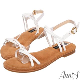 【Ann’S】水洗牛皮-雙扭結寬版平底涼鞋(白)
