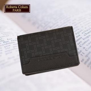 【Roberta Colum】諾貝達專櫃皮夾 牛皮配乳膠名片夾 名片收藏夾(28909-黑色)