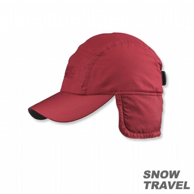 【SNOW TRAVEL】格紋防風遮耳棒球帽(雙層設計 酒紅色)