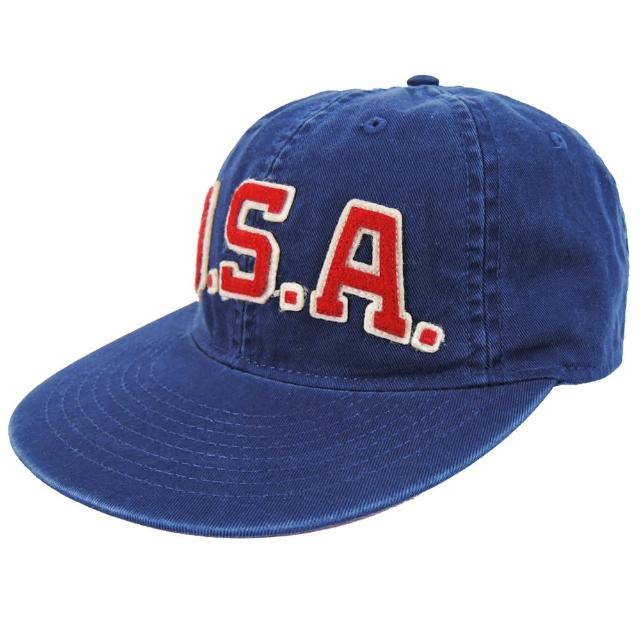 【RALPH LAUREN】字母USA棒球帽(深藍)