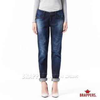 【BRAPPERS】女款 新美腳ROYAL系列-中低腰特殊水痕直筒褲(藍)
