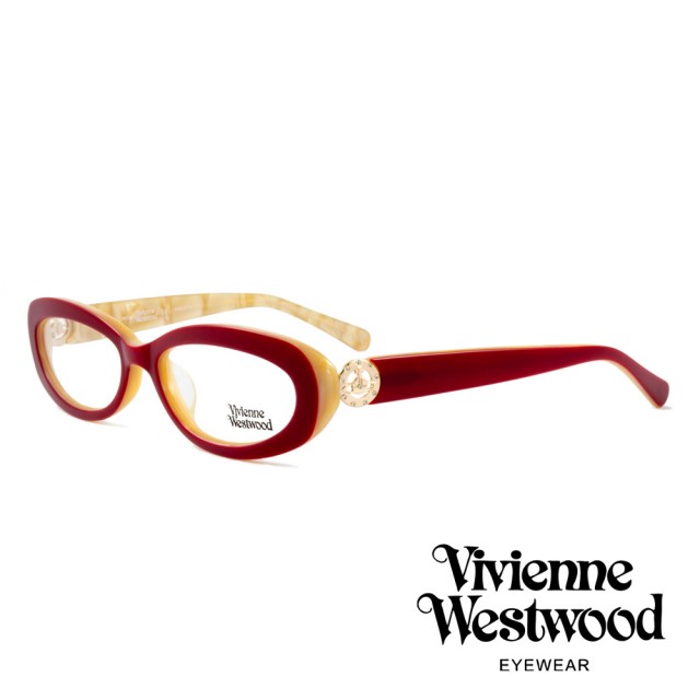 【Vivienne Westwood】英國薇薇安魏斯伍德★英倫龐克風光學眼鏡(紅/白鑽  VW153M02)