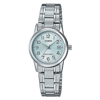 【CASIO 卡西歐】指針女錶 不鏽鋼錶帶 防水 日期顯示(LTP-V002D-2B)