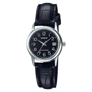 【CASIO 卡西歐】指針女錶 皮革錶帶 防水 日期顯示(LTP-V002L-1B)